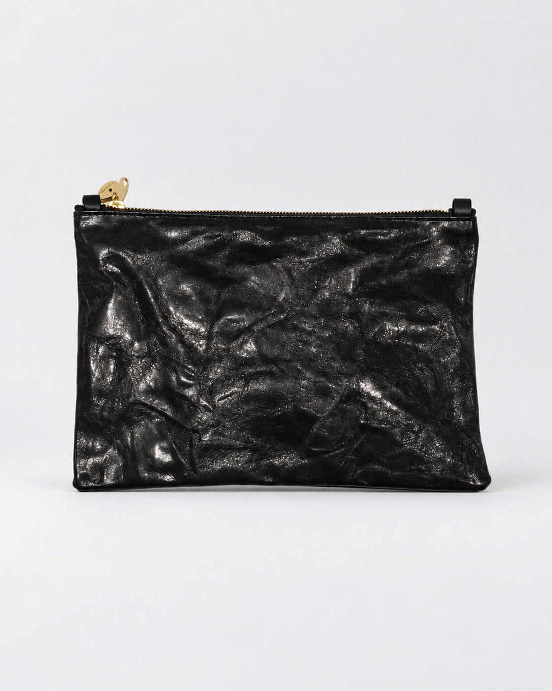 Black Washed Leather Clutch • Luxury Upcycled Leather