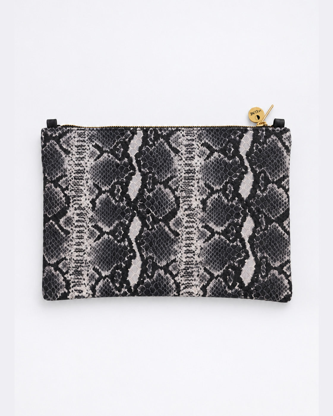 Black White Snake Print Leather Clutch • Luxury Upcycled