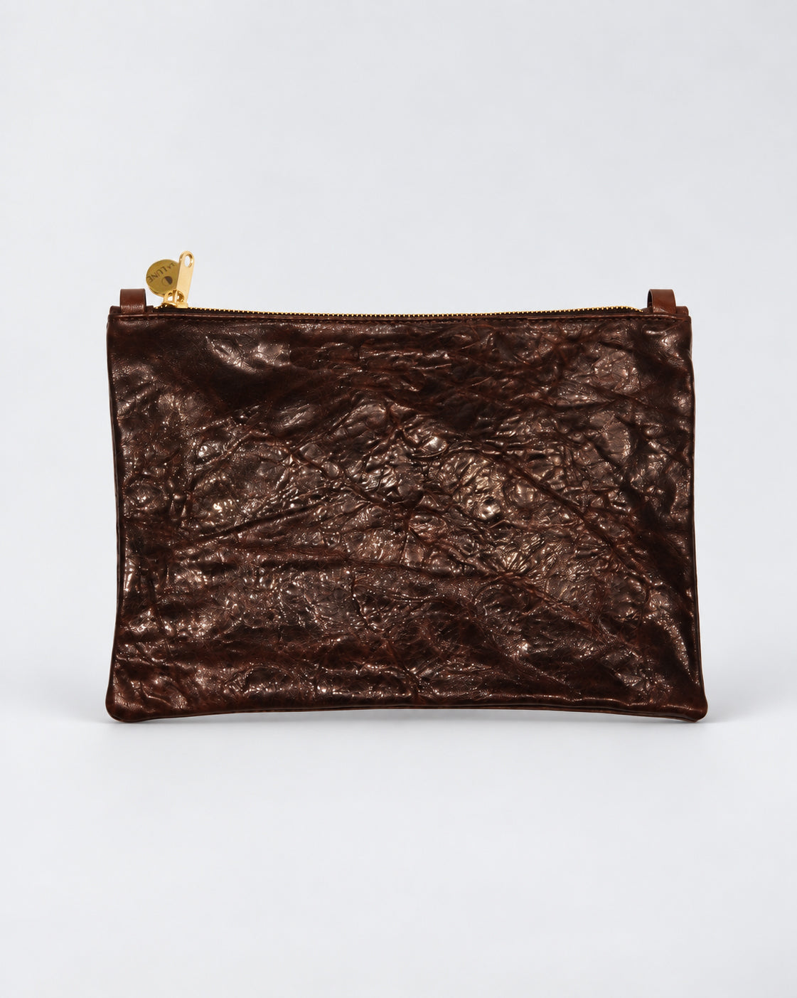 Brown Washed Leather Clutch • Luxury Upcycled Leather