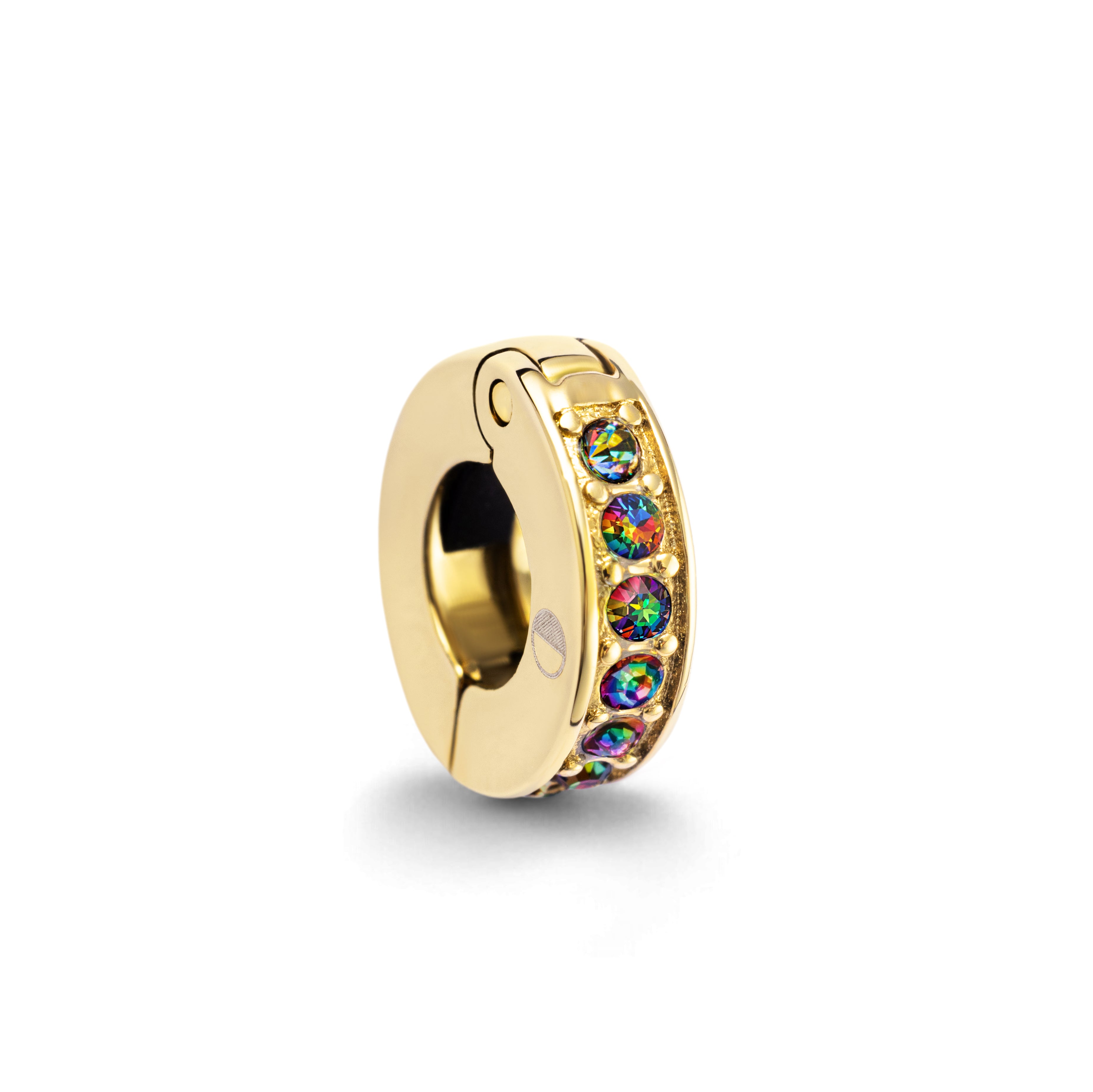 Exclusive Rainbow Moonstone Gold Clip-On Galaxy Charm