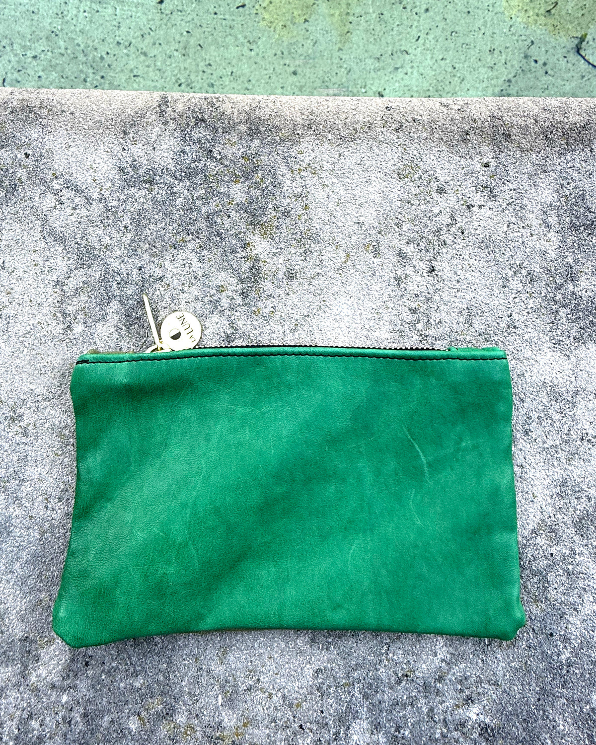 Kelly Green + Brown Two-Tone Leather Wallet • Upcycled Luxury Leather