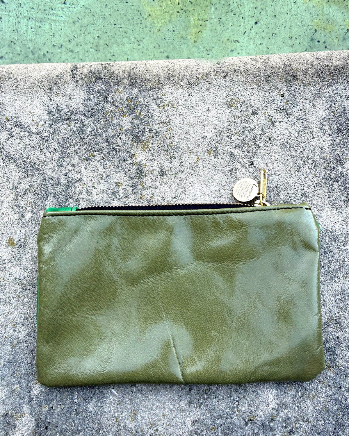 Kelly Green + Olive Two-Tone Leather Wallet • Upcycled Luxury Leather