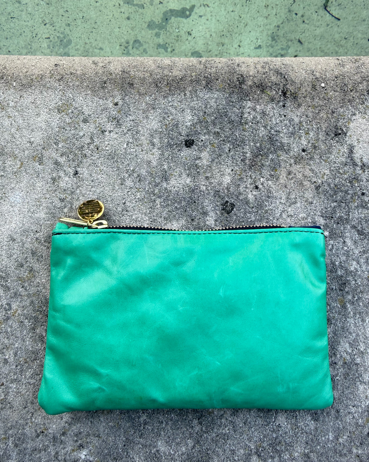 Mint + Navy two-Tone Leather Wallet • Upcycled Luxury Leather