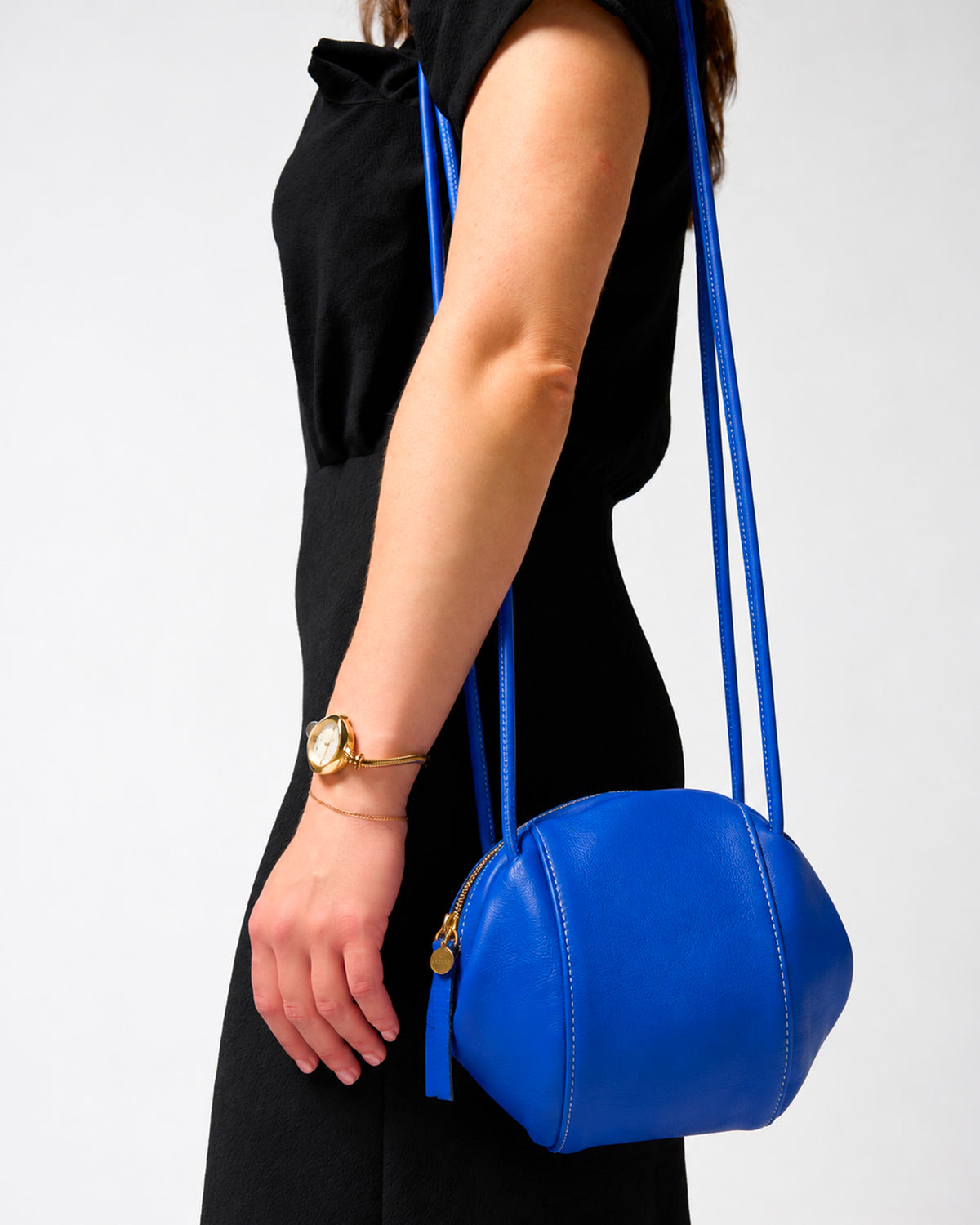 Electric Blue Leather Crossbody Bag • Luxury Upcycled Leather