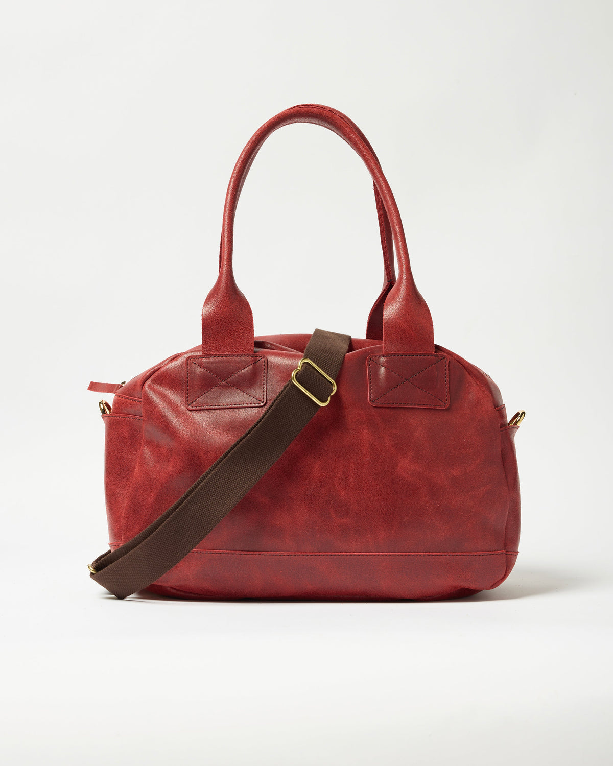 Red Leather Duffel Bag • Luxury Upcycled Leather