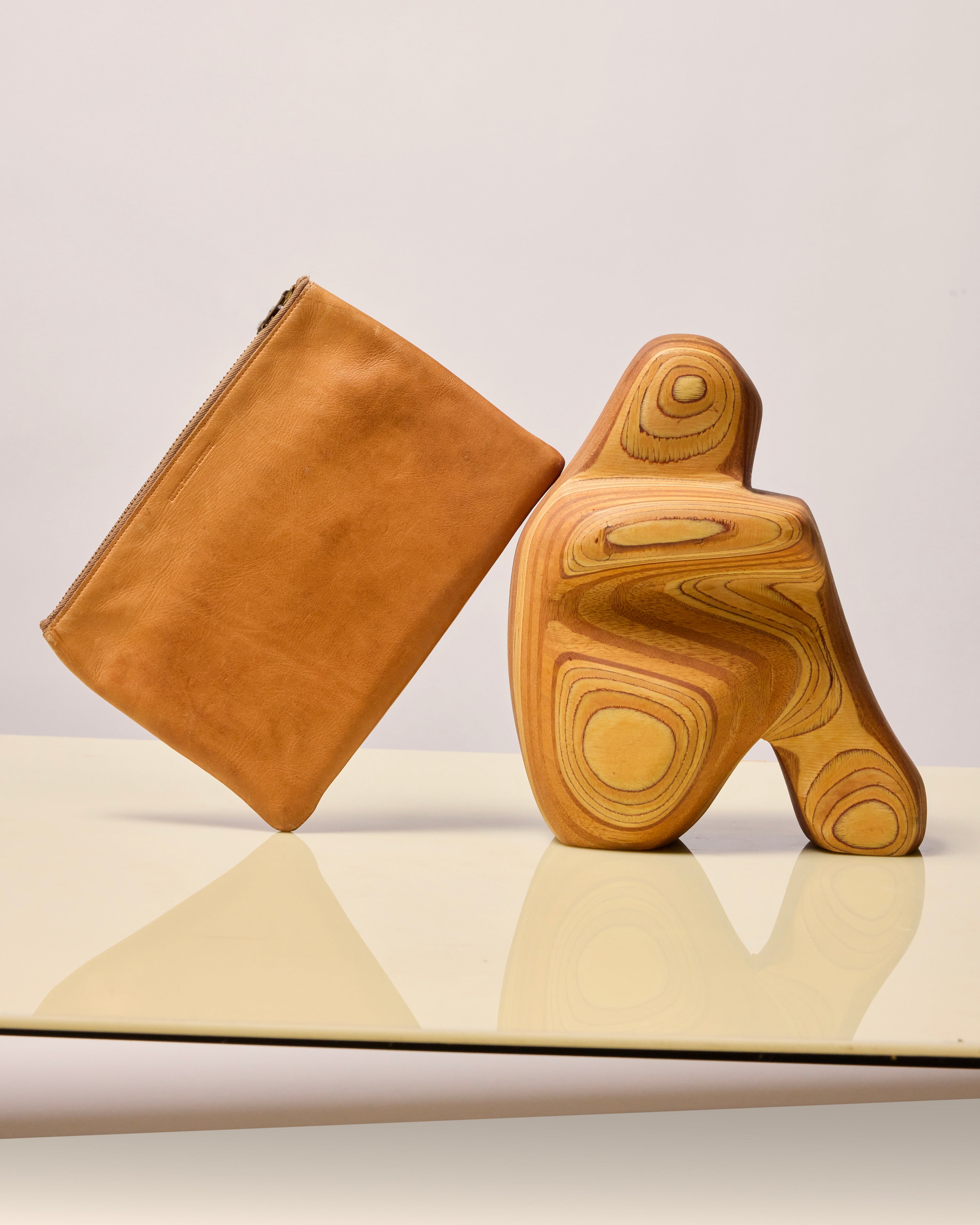 Camel Glove-Tanned Cowhide Leather Pouch