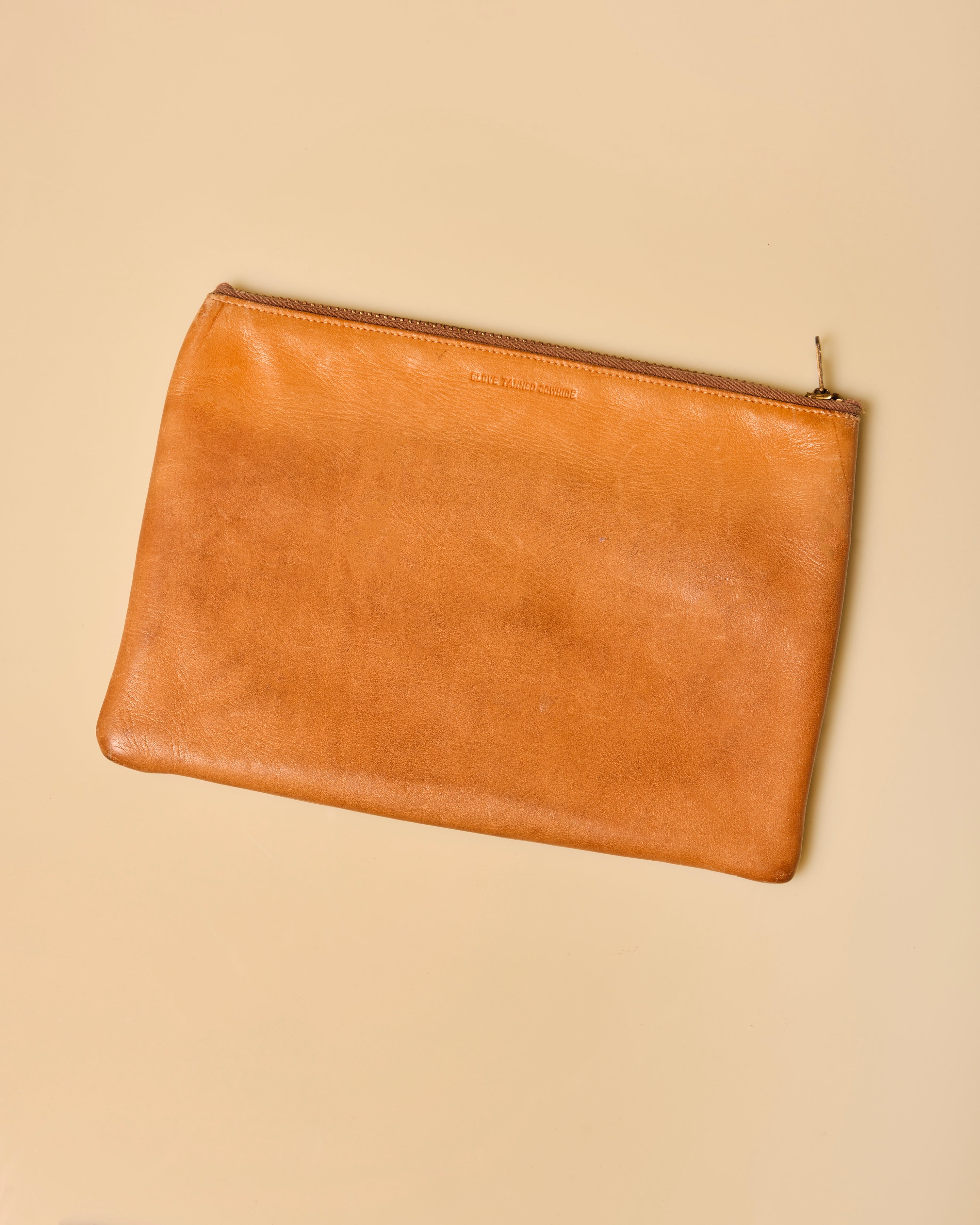 Camel Glove-Tanned Cowhide Leather Pouch