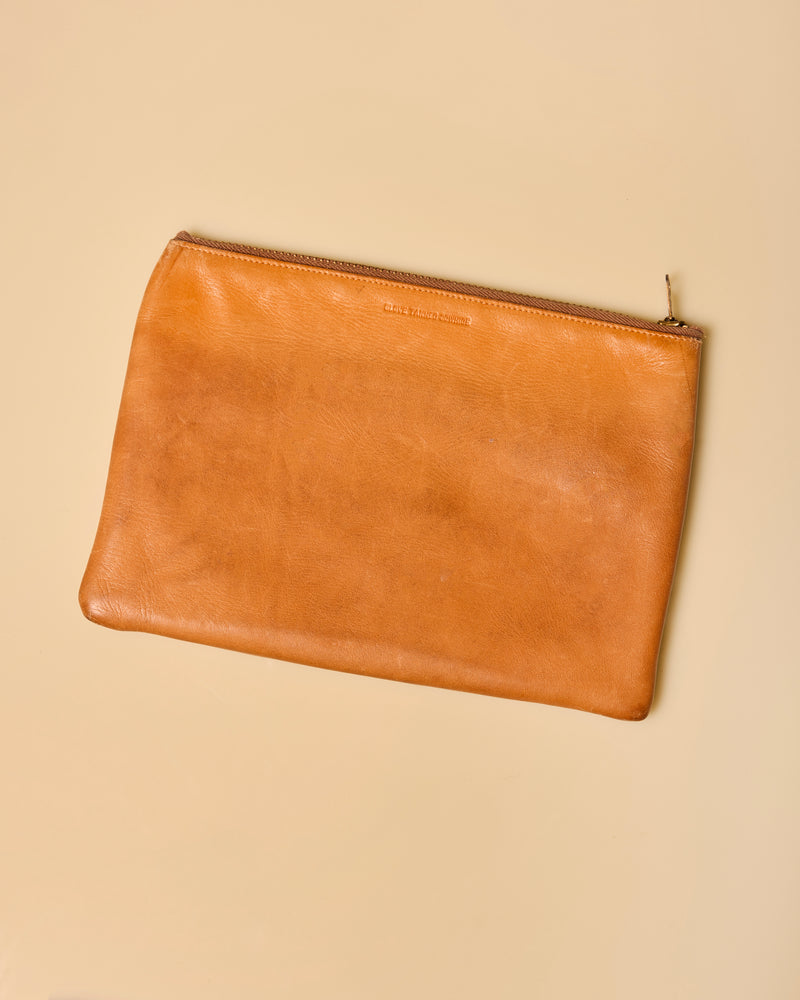 Camel Glove-Tanned Cowhide Leather Pouch