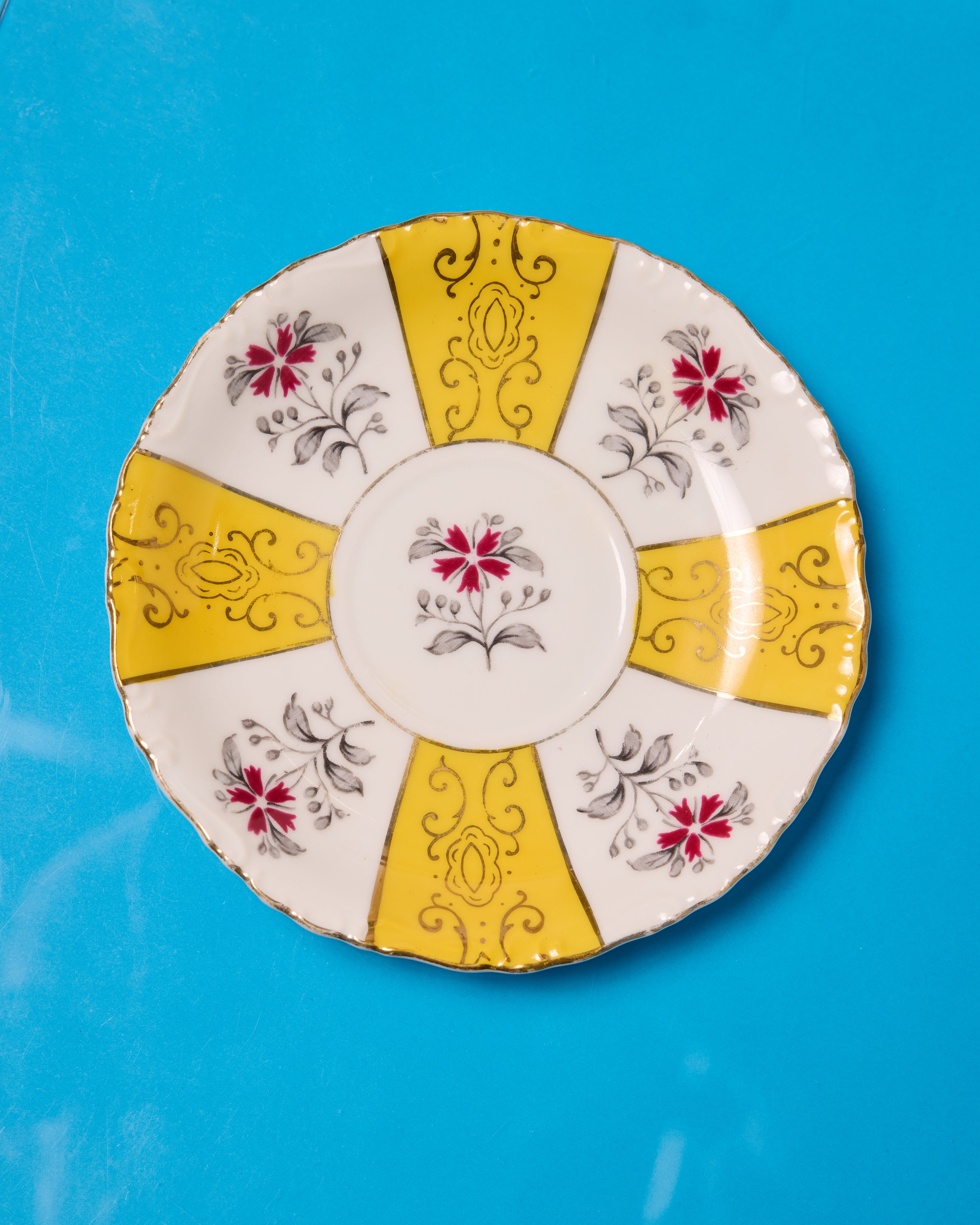 1950s Yellow Teacup Saucer Trinket Bowl