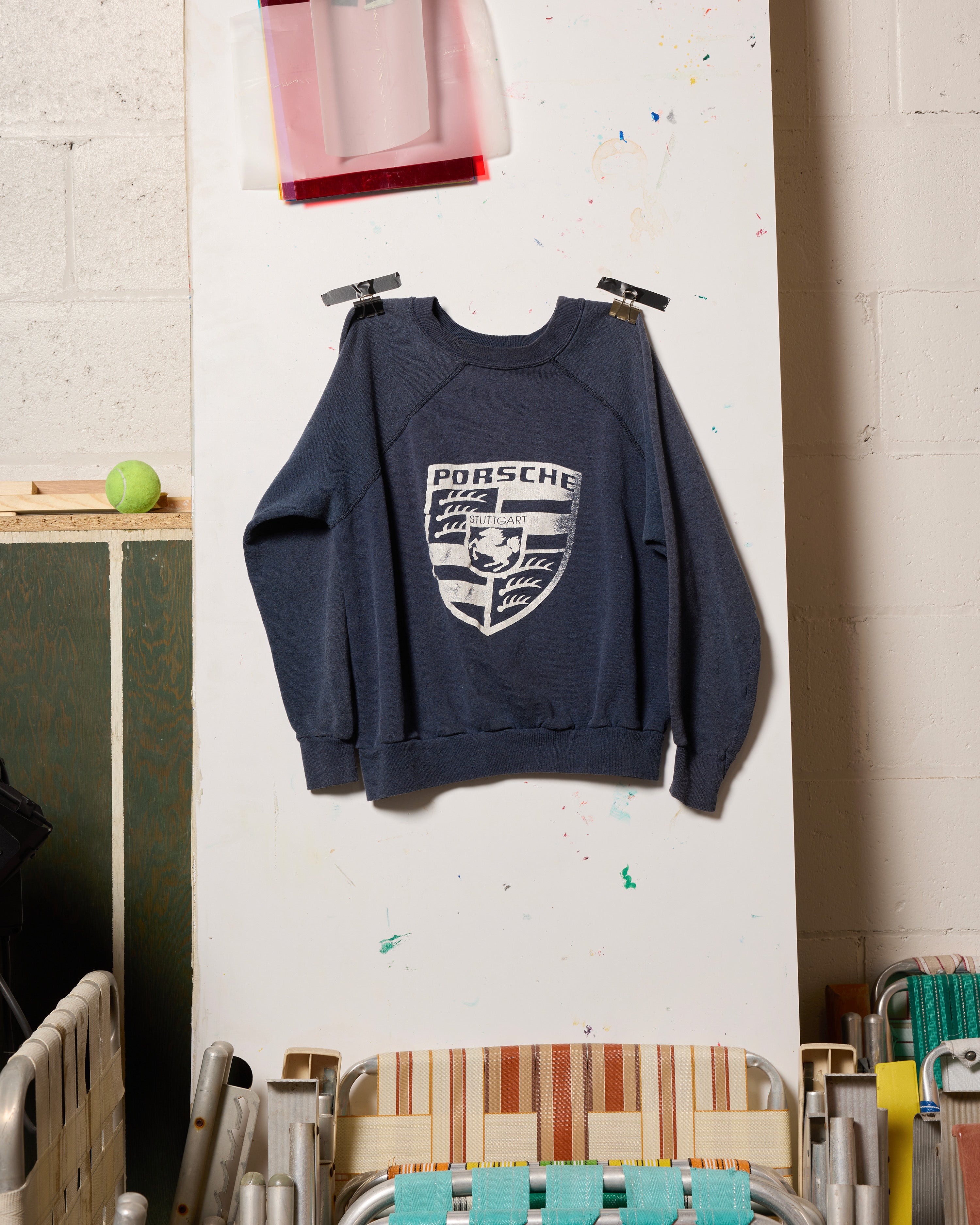 80's Porsche Sweatshirt, Black & White, Size Small