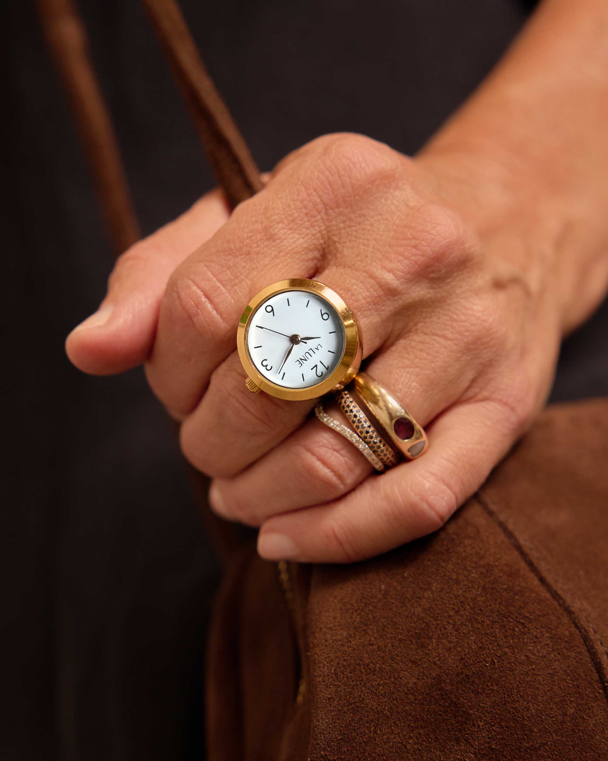 Gold La Lune Ring Watch