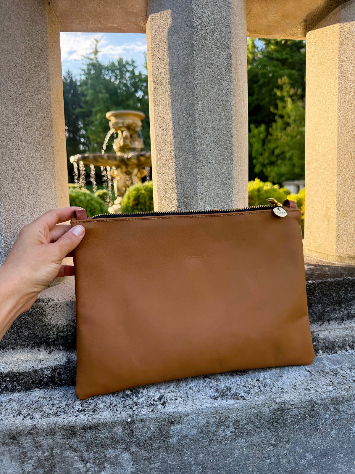 Tan Leather Clutch • Luxury Upcycled Leather