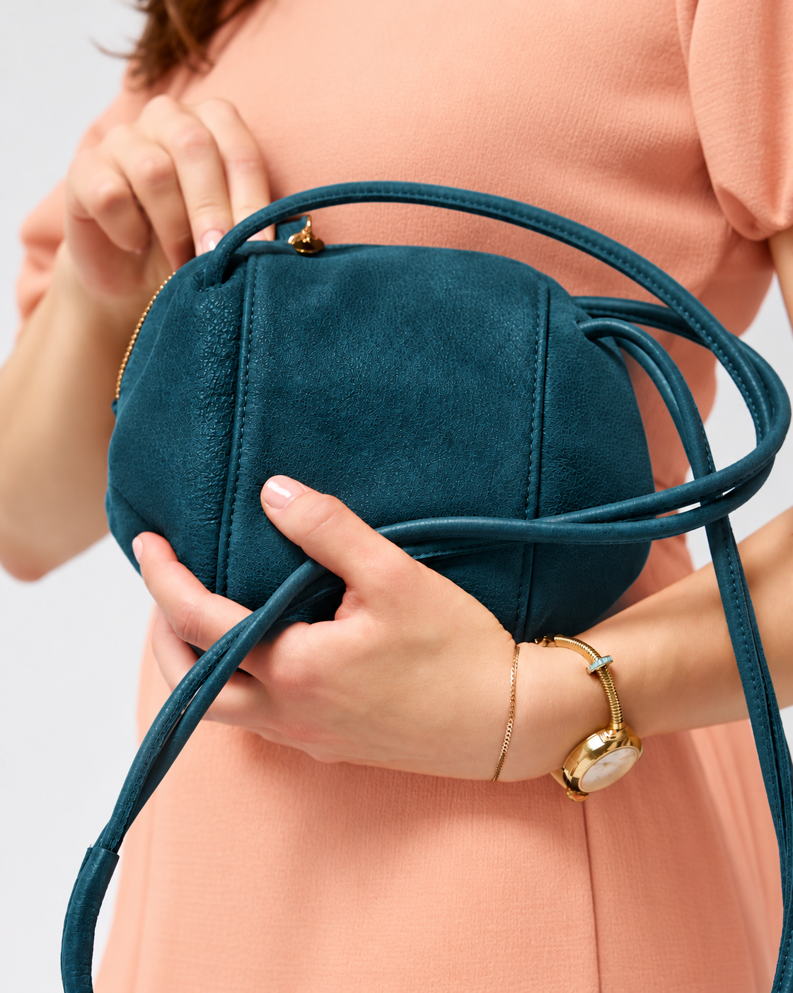 Teal Suede Crossbody Bag • Luxury Upcycled Leather