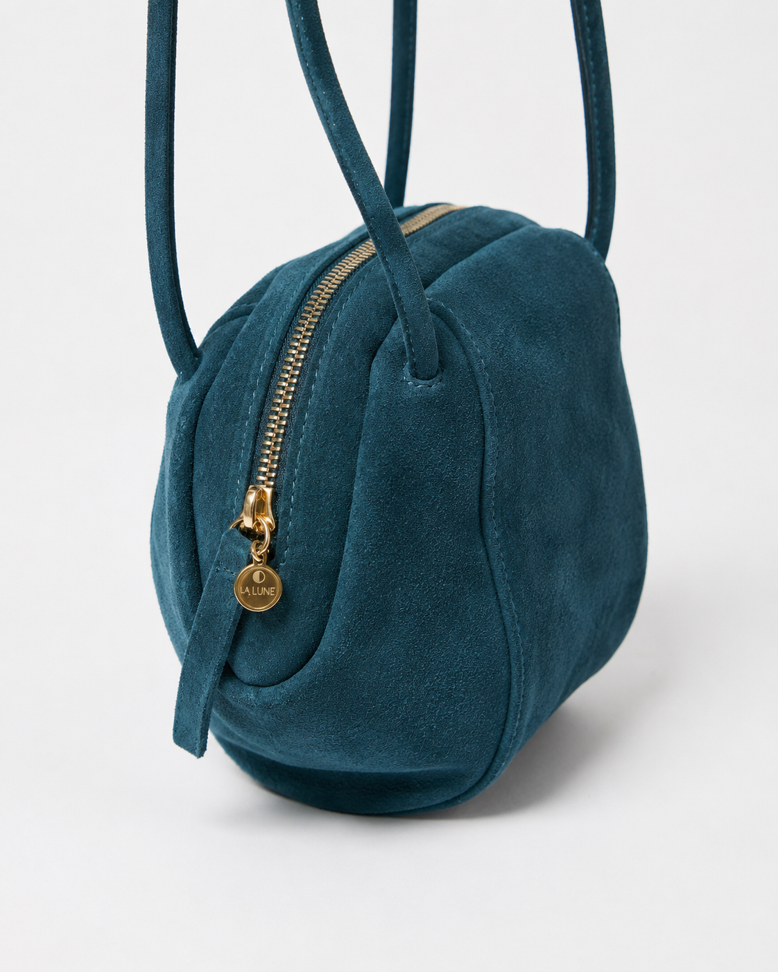 Teal Suede Crossbody Bag • Luxury Upcycled Leather