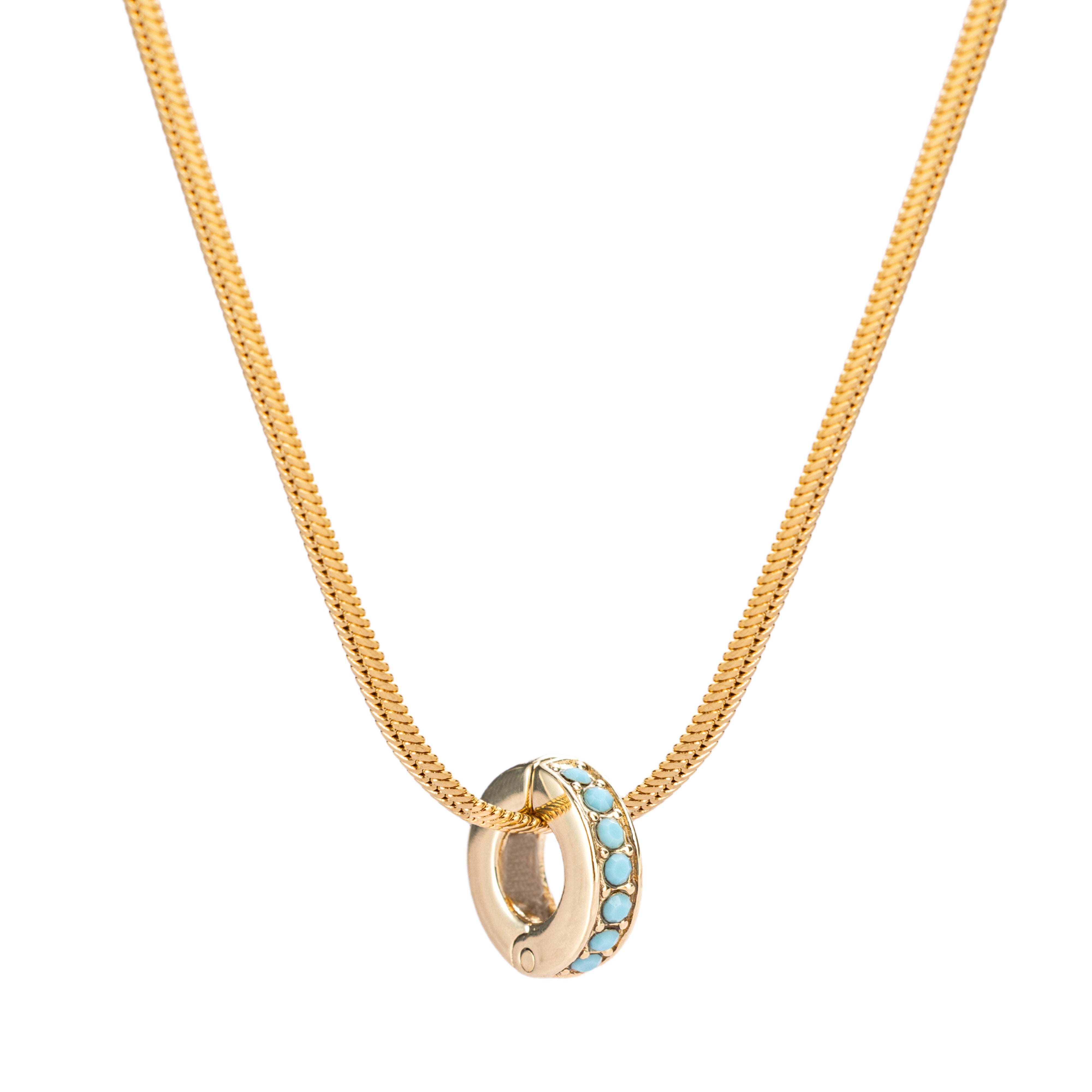 Gold Turquoise December Birthstone + Solar Necklace Set