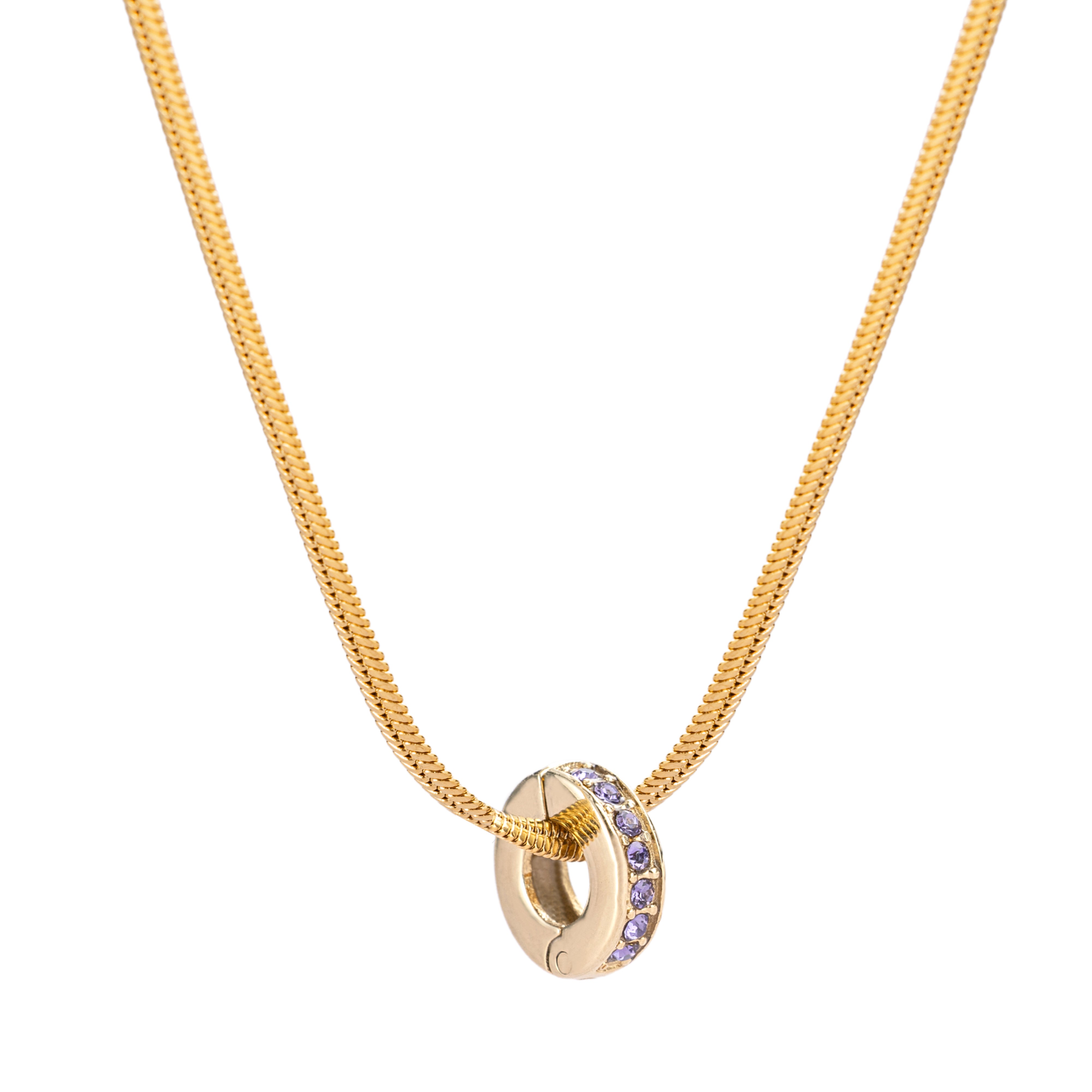 Gold Amethyst February Birthstone + Solar Necklace Set