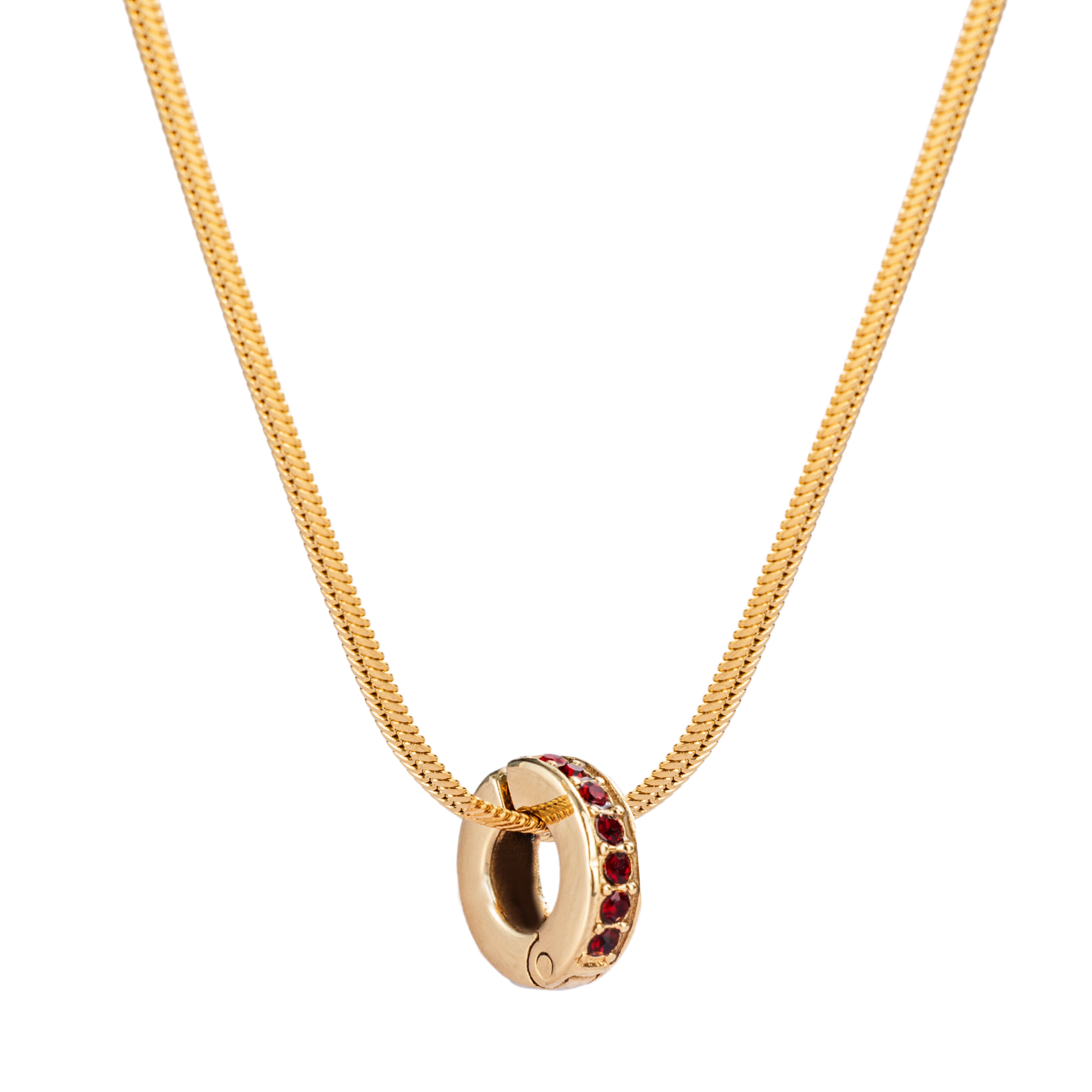 Gold Garnet January Birthstone + Solar Necklace Set