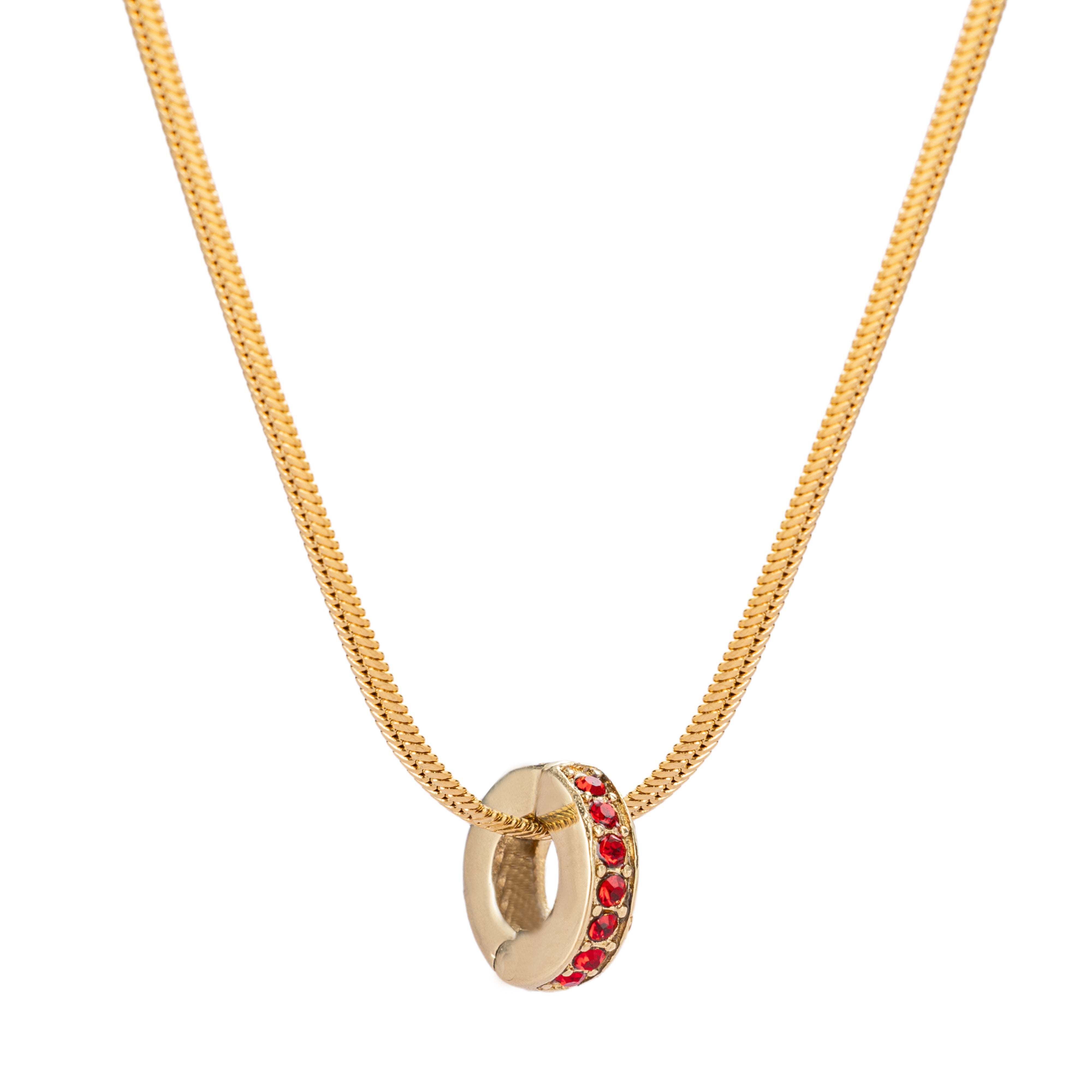 Gold Ruby July Birthstone + Solar Necklace Set