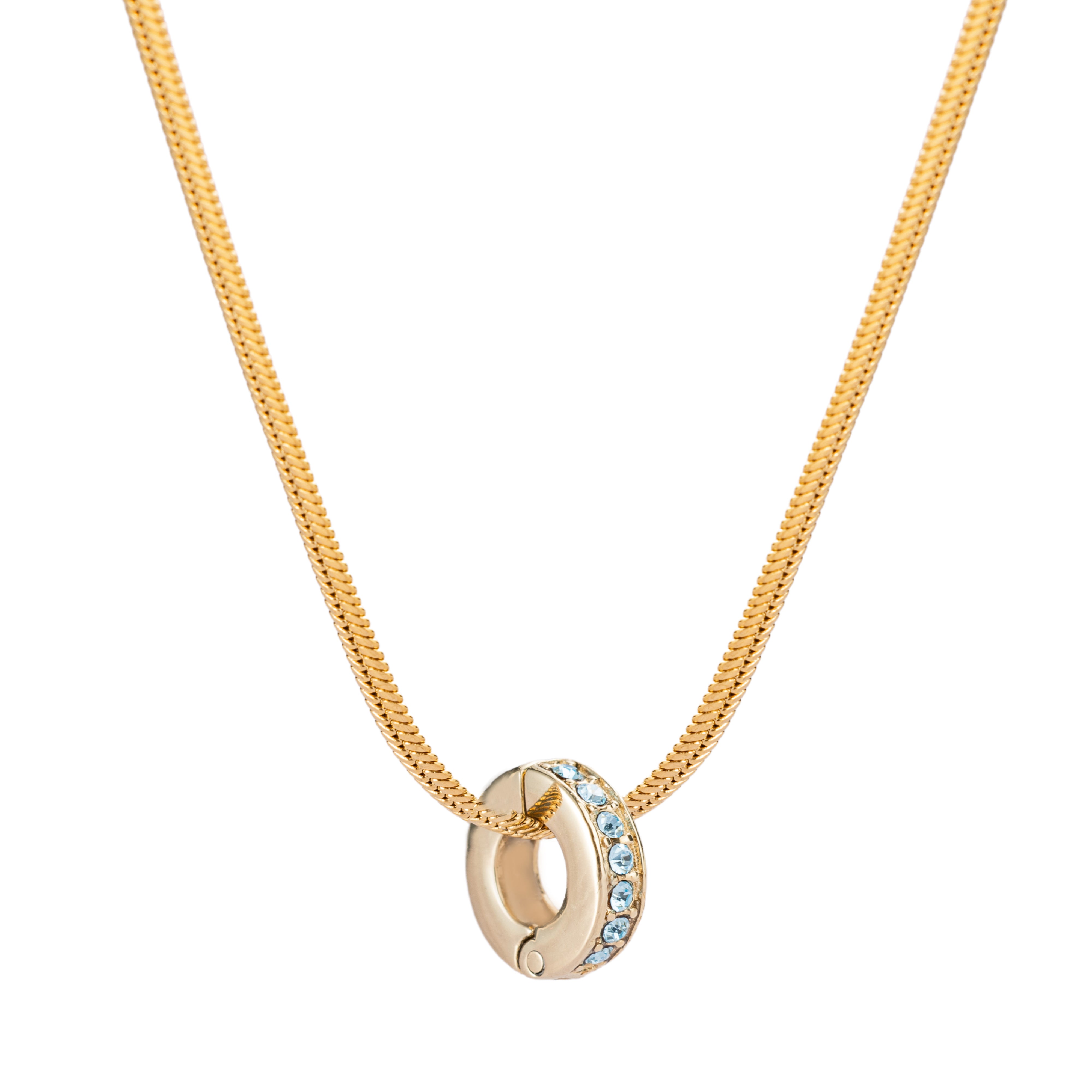 Gold Aquamarine March Birthstone + Solar Necklace Set