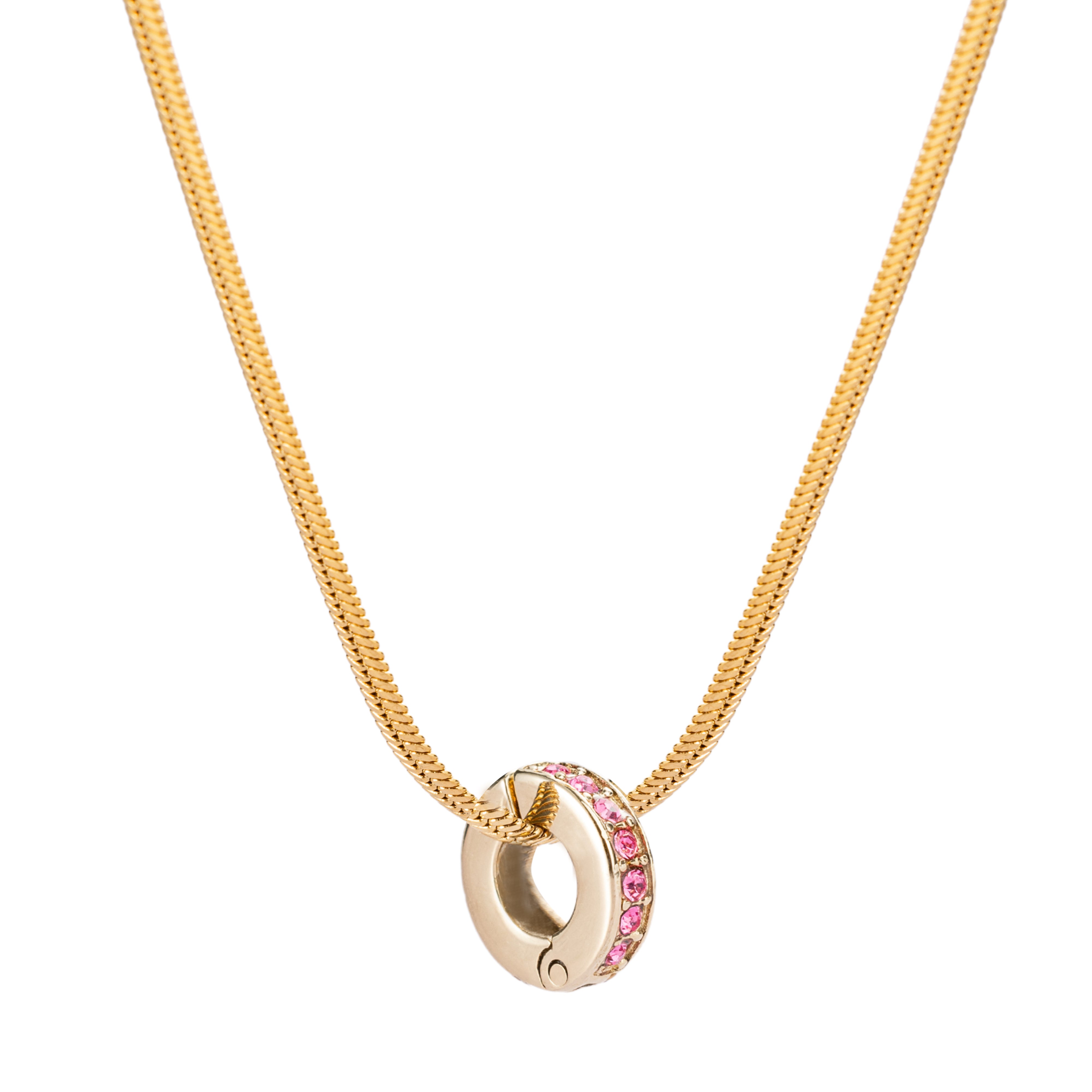 Gold Pink Tourmaline October Birthstone + Solar Necklace Set