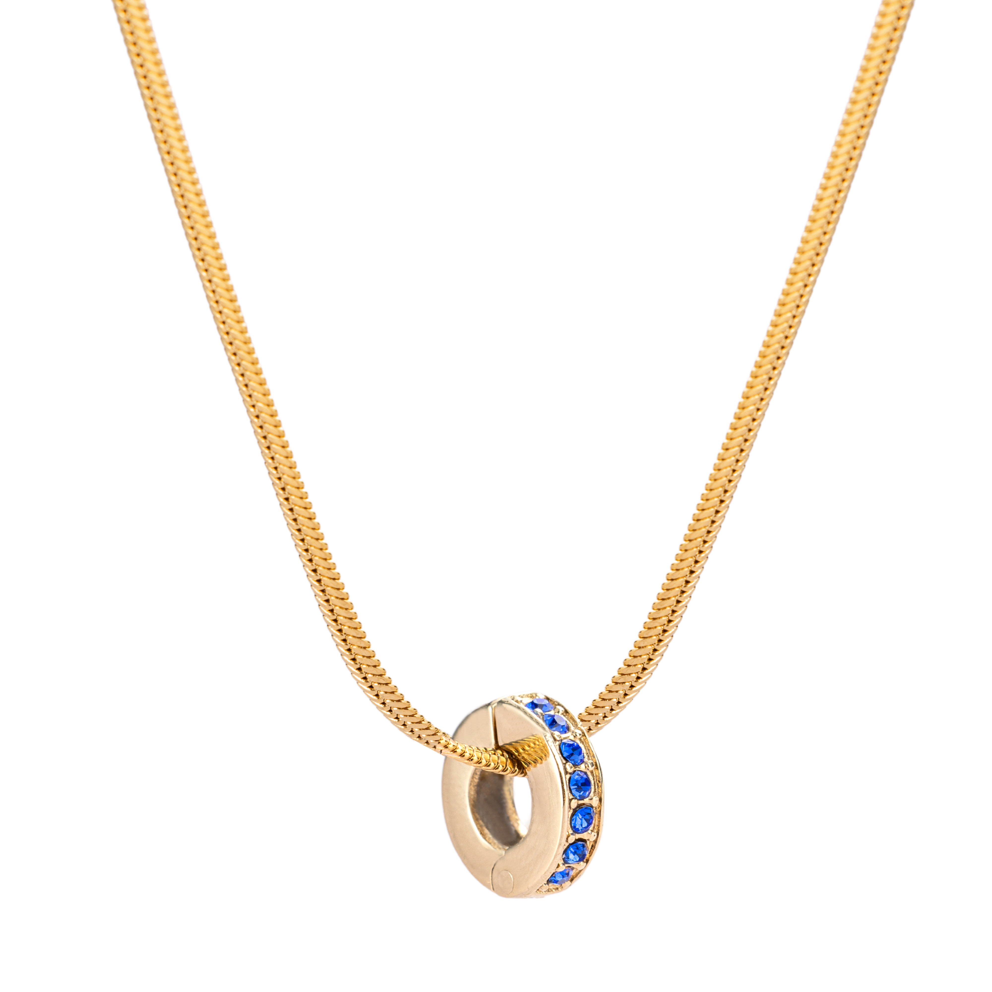 Gold Sapphire September Birthstone + Solar Necklace Set
