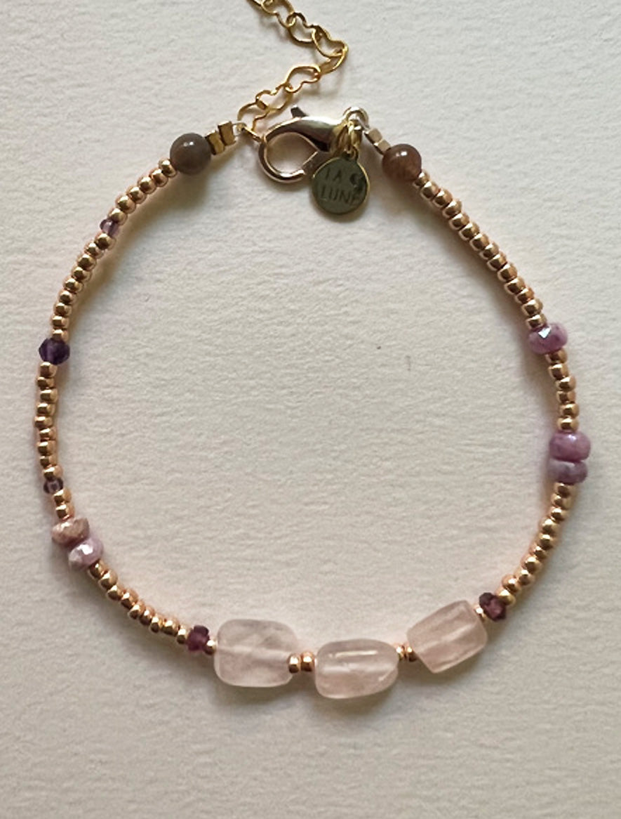 Strawberry Moon Quartz Upcycled Luxury Bracelet